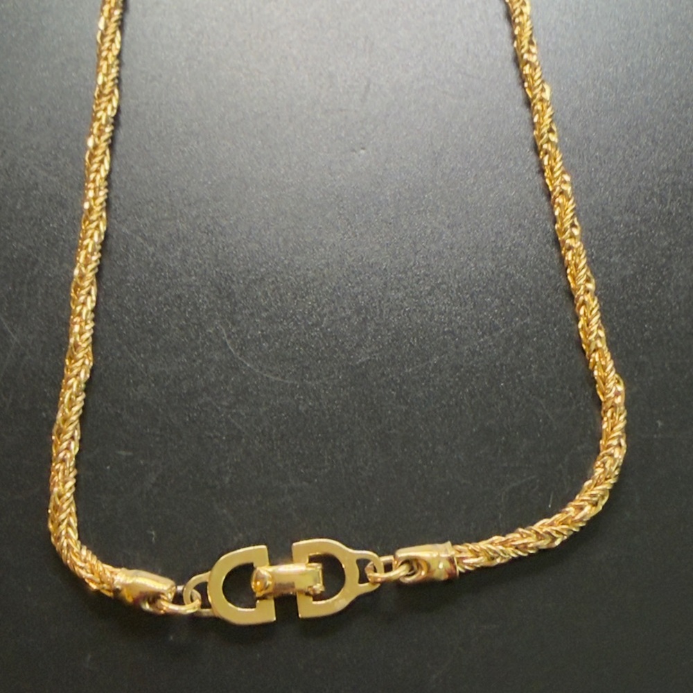 Vintage  Christian Dior gold-plated rope twist  necklace signature "CD" clasp - Picture 5 of 8